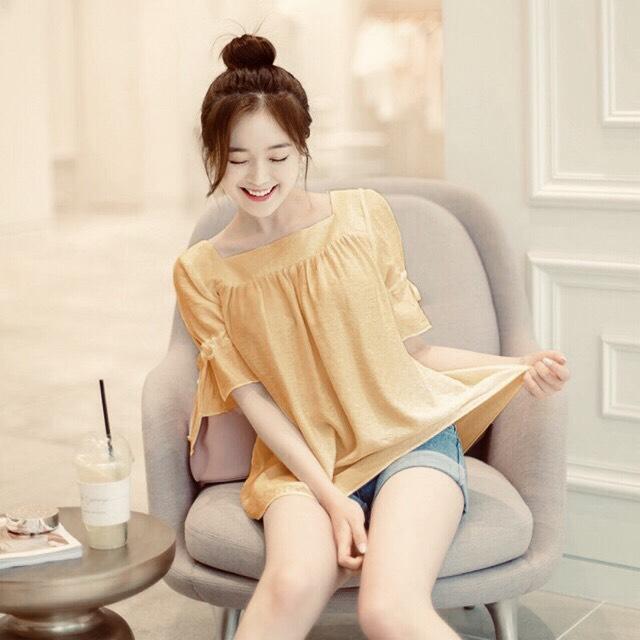[HCM]Áo Cổ Vuông Tay Cách Điệu Xinh Đẹp