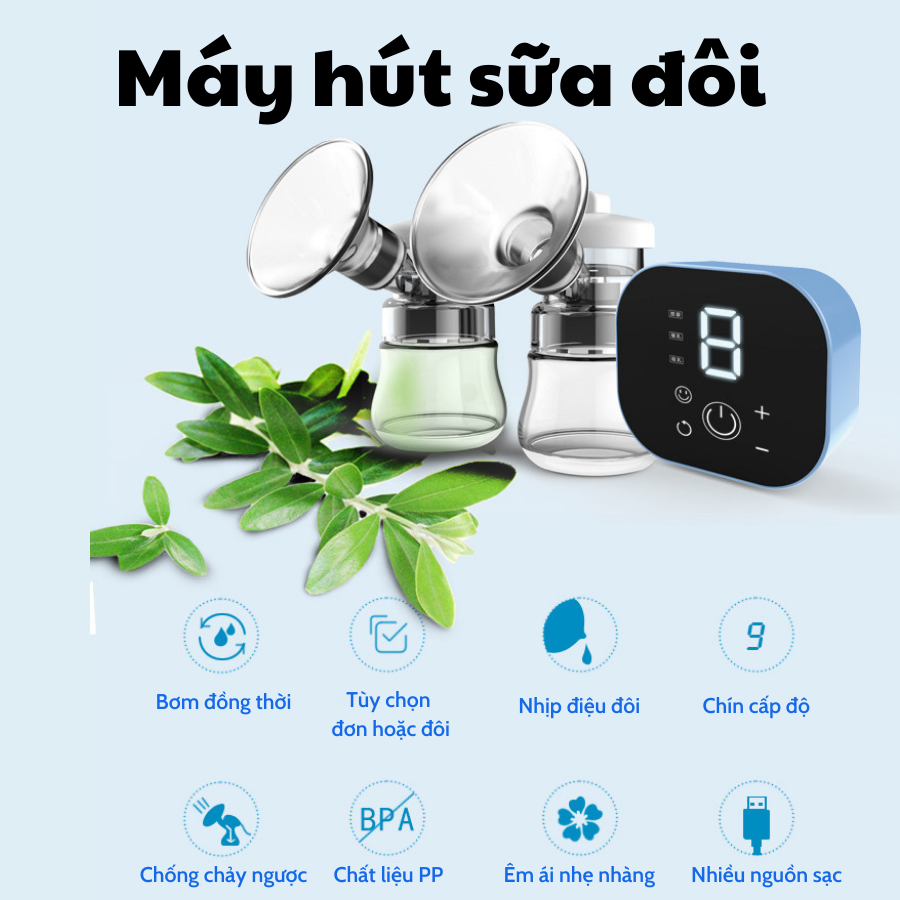 Máy hút sữa điện đôi 3 chế độ cáp sạc tiện lợi - Thỏ Hồng Kids