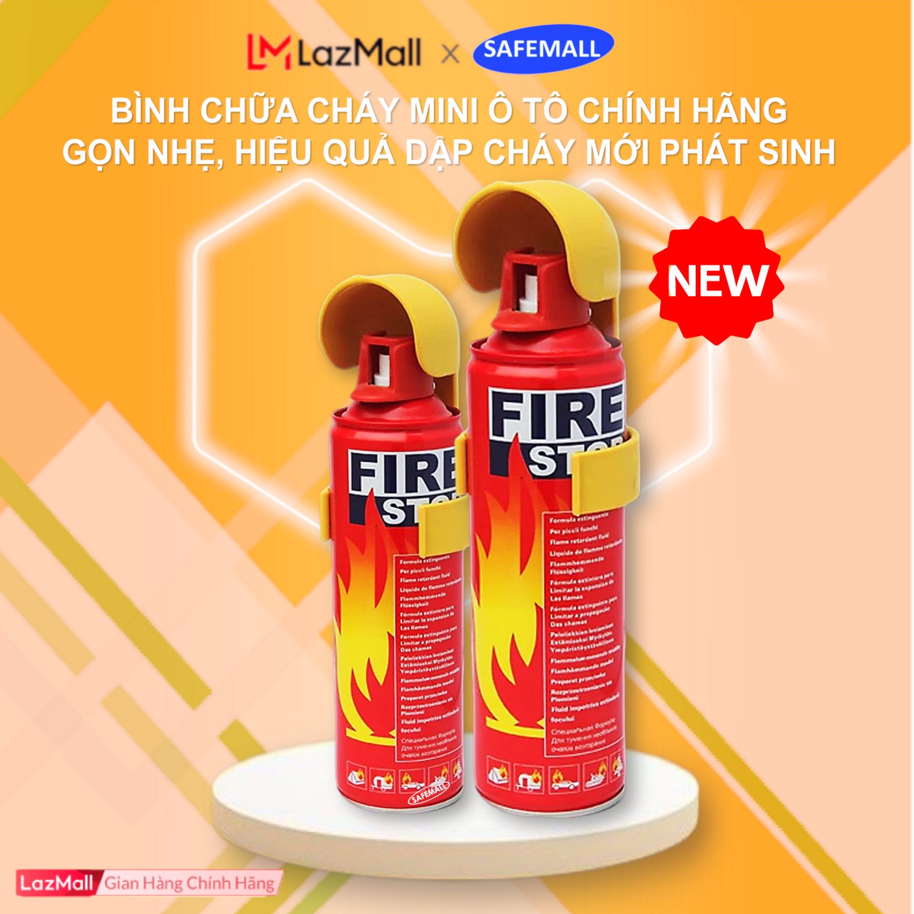 Bình chữa cháy mini ô tô, bình chữa cháy bột ABC, Bình chữa cháy 500gr, 1kg, 2kg, Bình cứu hỏa chính hãng, bình chữa cháy khí C02 - Hàng Chính Hãng SafeMall