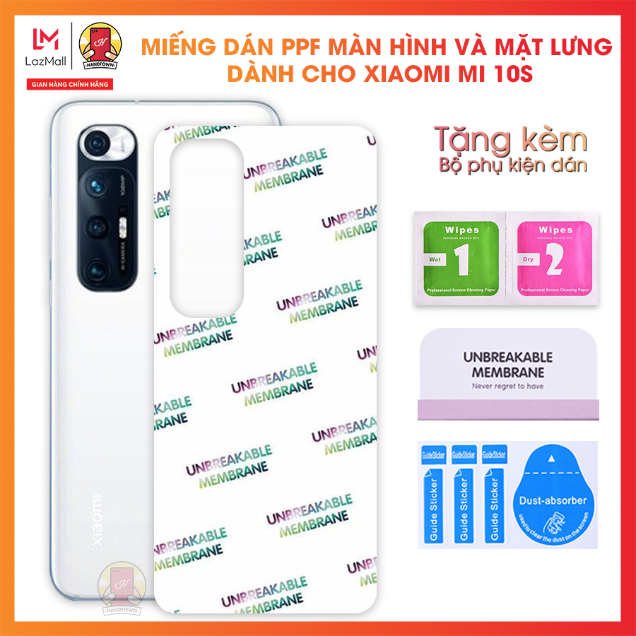 Miếng dán PPF mặt lưng và màn hình Handtown dành cho Xiaomi Mi 10s Kính Cường Lực Dẻo bảo vệ mặt lưng và màn hình