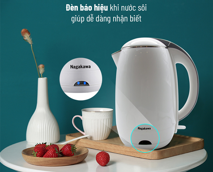 Ấm đun siêu tốc 2 lớp nagakawa nag0314 - an toàn khi sử dụng