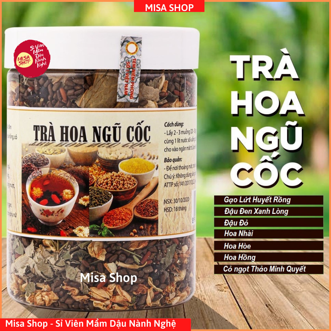 [MIỄN SHIP] Hộp 500g Trà hoa ngũ cốc giảm cân, thanh nhiệt mát gan, trà gạo lứt đậu đen cỏ ngọt thải độc, tốt cho sức khoẻ