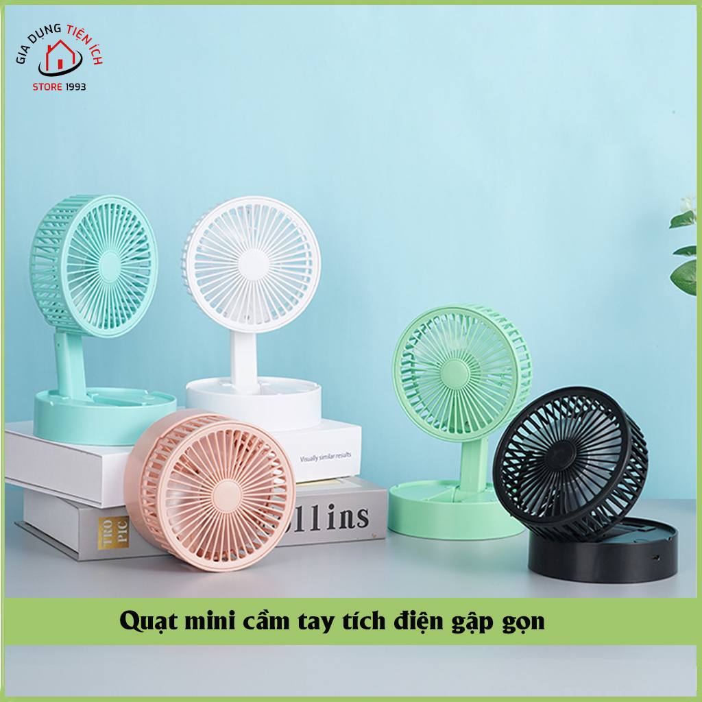 Quạt Mini Cầm Tay , Quạt Để Bàn Sạc Tích Điện Gấp Gọn USB Fan A9, Siêu Tiện Dụng Cho Mùa Hè 2021
