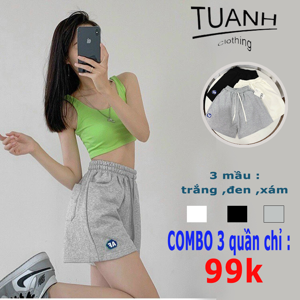 Quần short nữ quần đùi mặc nhà from UNISEX set 3 quần FA, set 3 quần mặt cười,set 3 quần chữ cp đủ 4 size 3 mầu trắng đen xám