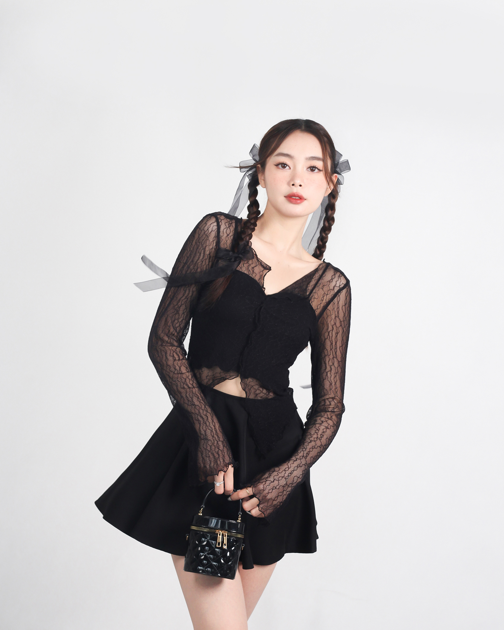 Dalla áo ren cardigan cổ v phom ôm