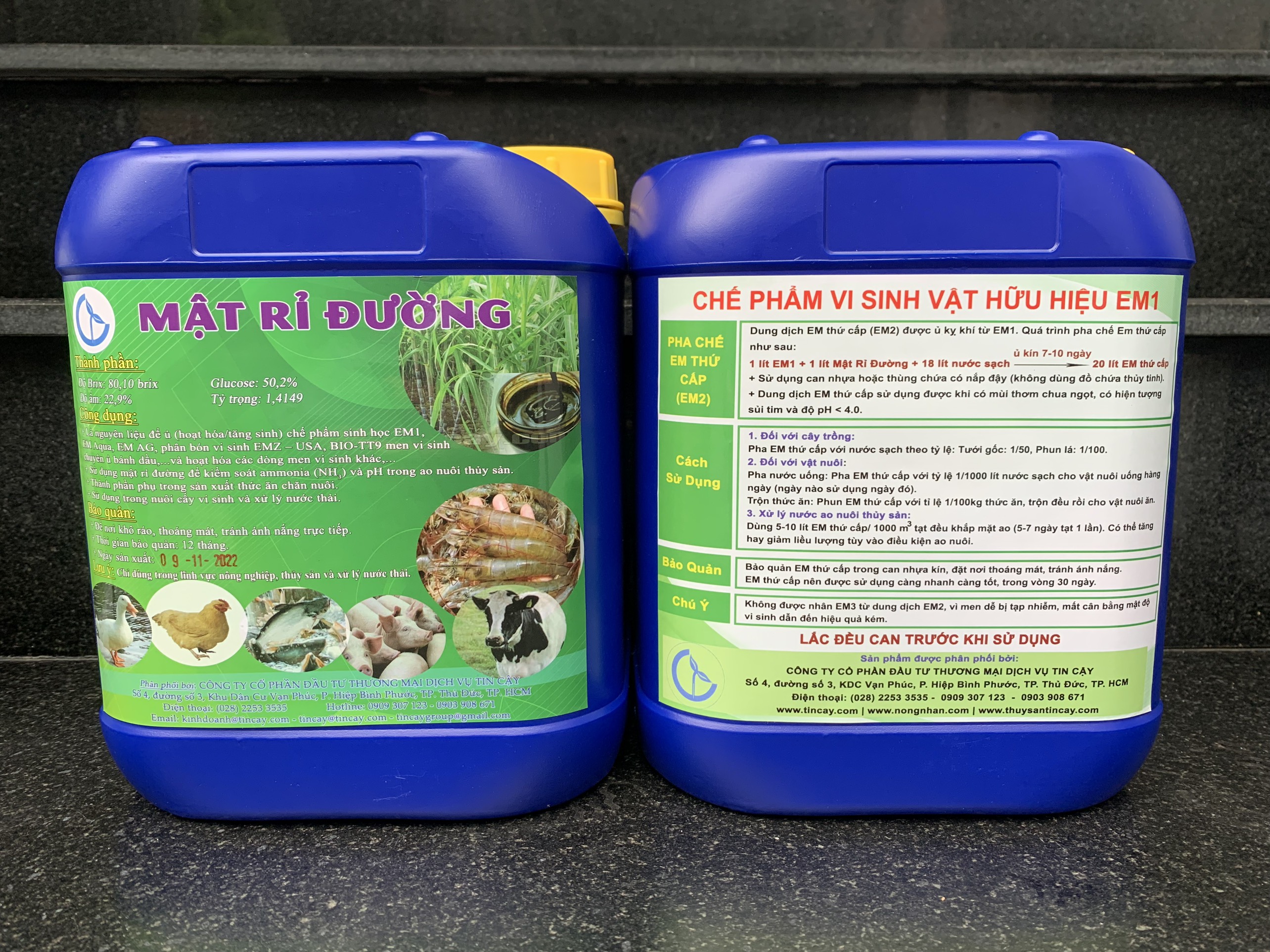 Combo 5 lít men vi sinh EM1 và 7kg mật rỉ đường