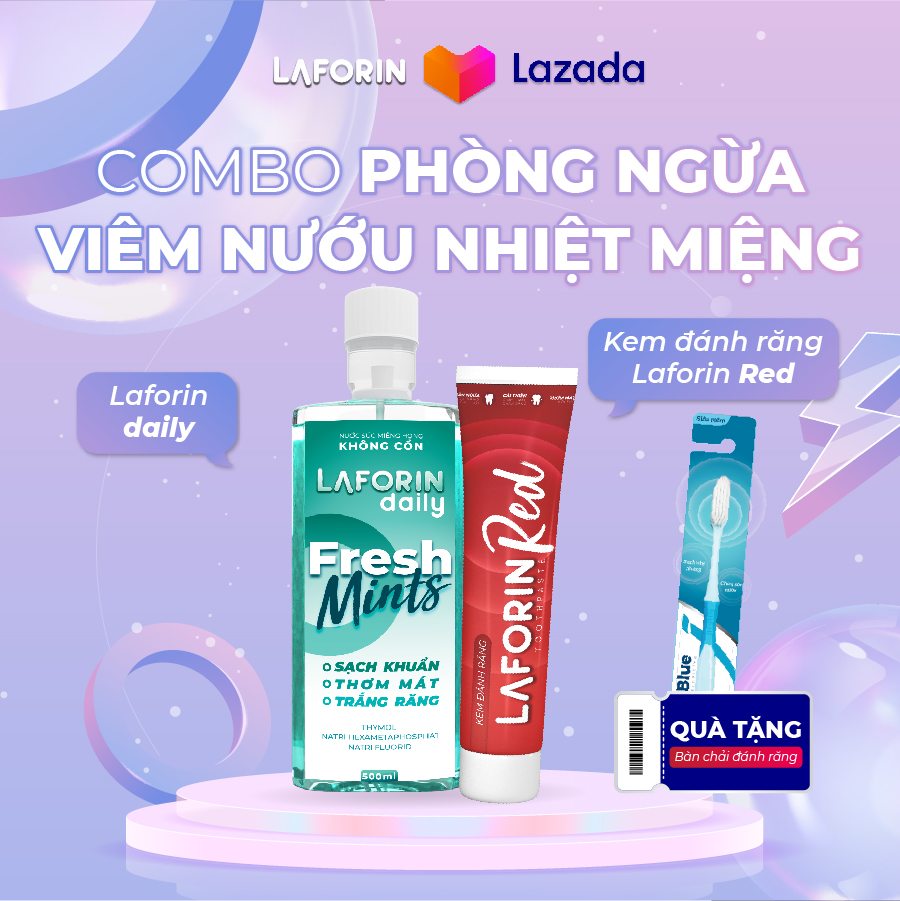 Combo 2 sản phẩm kem đánh răng Laforin Red và nước súc miệng Laforin Daily thể tích 500ml