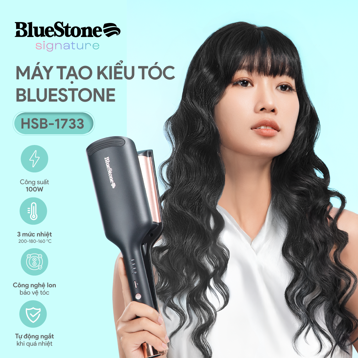 Máy Uống Tóc Gợn Sóng I-On Âm BlueStone HSB-1733 - 100W