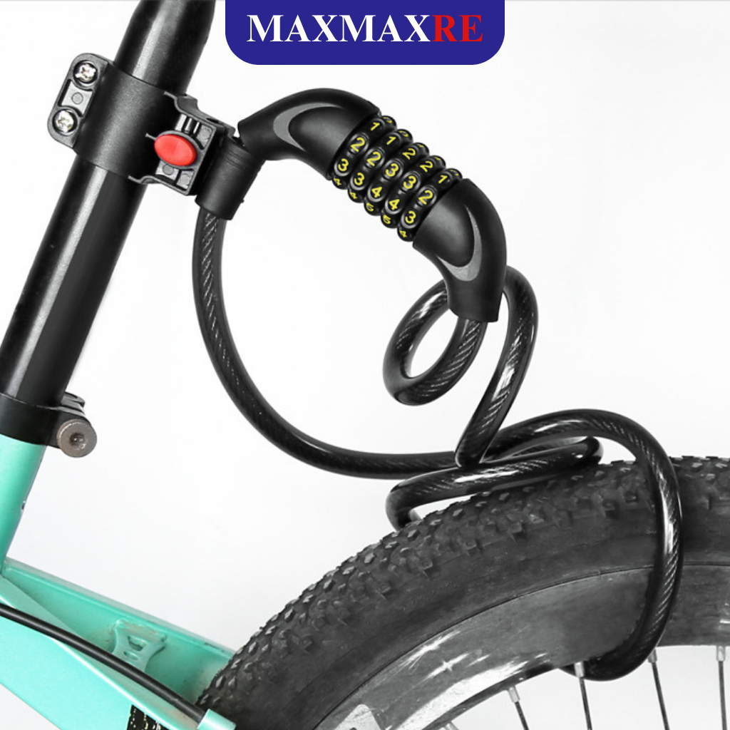 Khóa xe đạp chống trộm mật khẩu 5 số an toàn dài 1,2m ổ khóa 5 số cáp thép dày chống cắt chống mài mòn