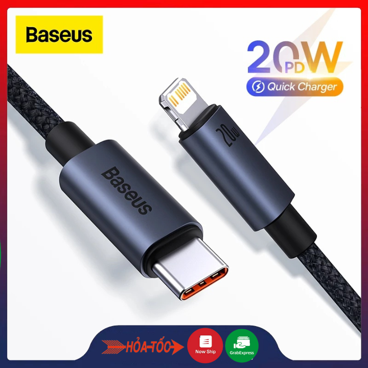 Cáp sạc nhanh pd iphone 12,12pro,12pro max pd 20w baseus data cable type-c to lightning truyền dữ liệu 480mbps