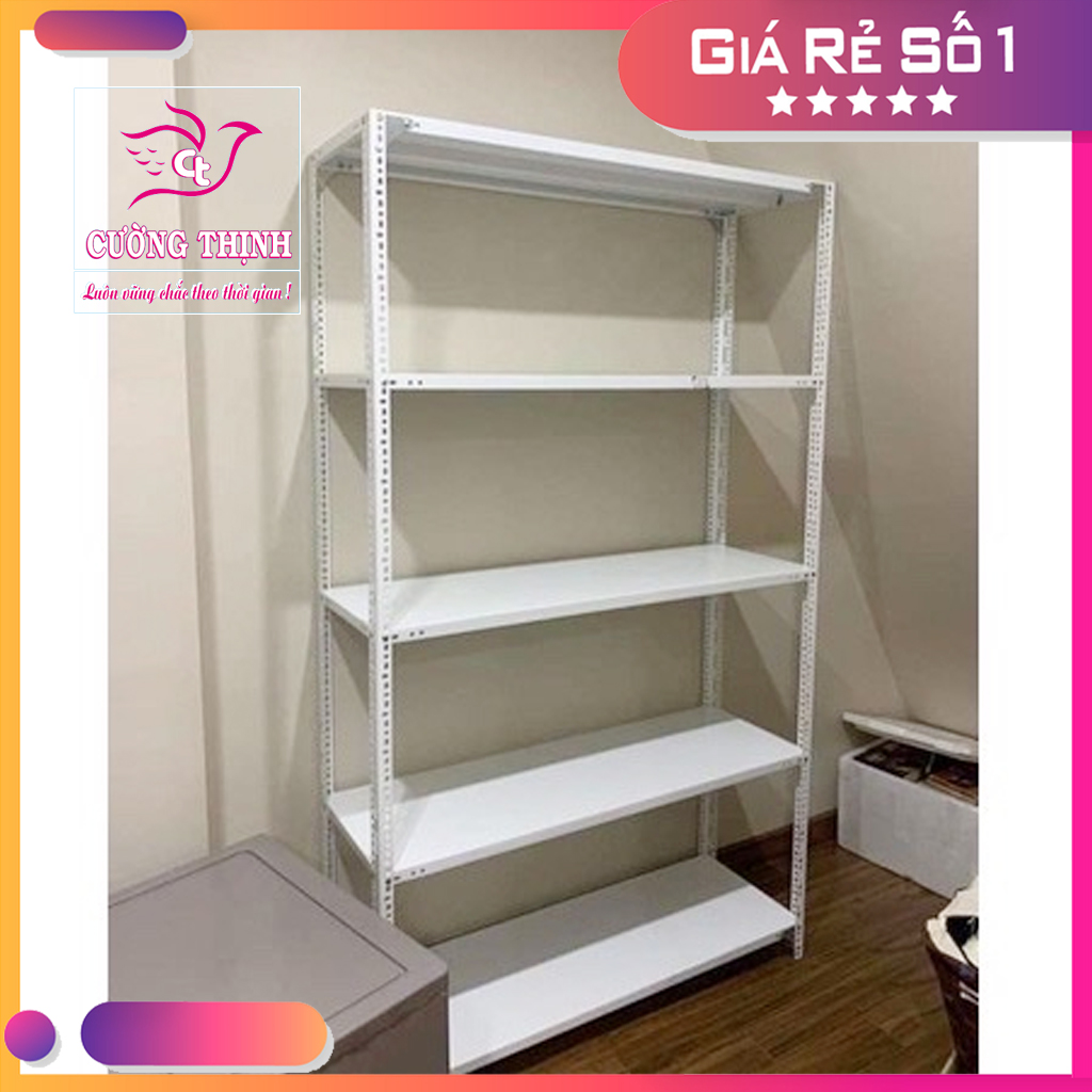 Kệ sắt đa năng 5 tầng, cao 1m8 x dài 1m2 x rộng 40cm, màu trắng, kệ sắt trưng bày