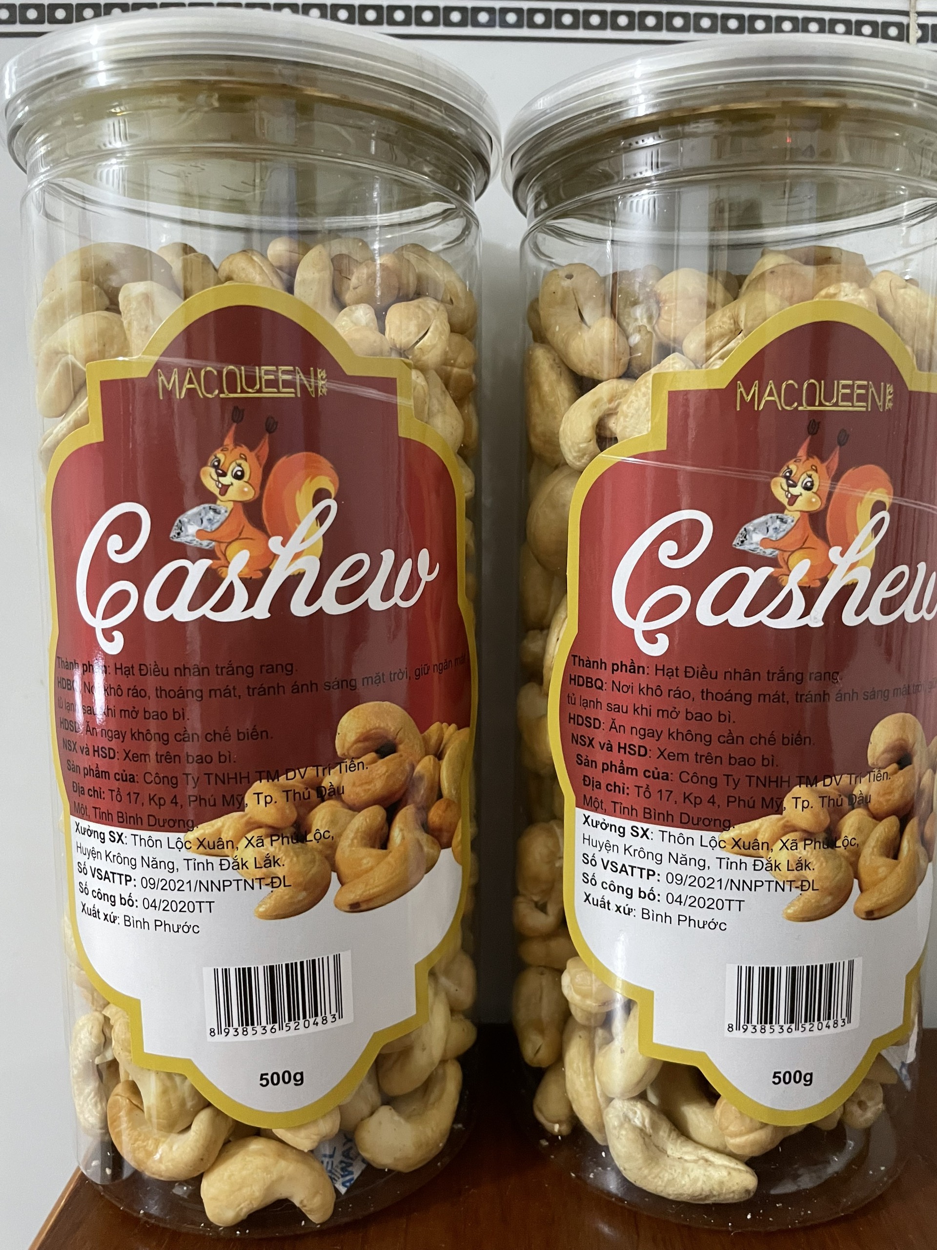 Hạt điều nhân trắng rang hộp 500gr