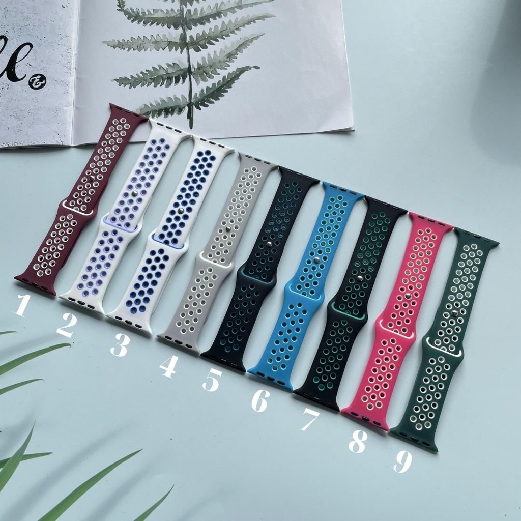 [HCM]Dây đeo Apple Watch cao su lỗ Nike MẢNH DÀI M/L | [Fullsize 38 40 42 44] chất silicon siêu mềm