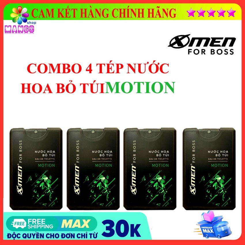 Combo 4 Tép Nước hoa Xmen for Boss Motion 18ml - Nước hoa bỏ túi Xmen for boss Motion18ml - Mango Shop