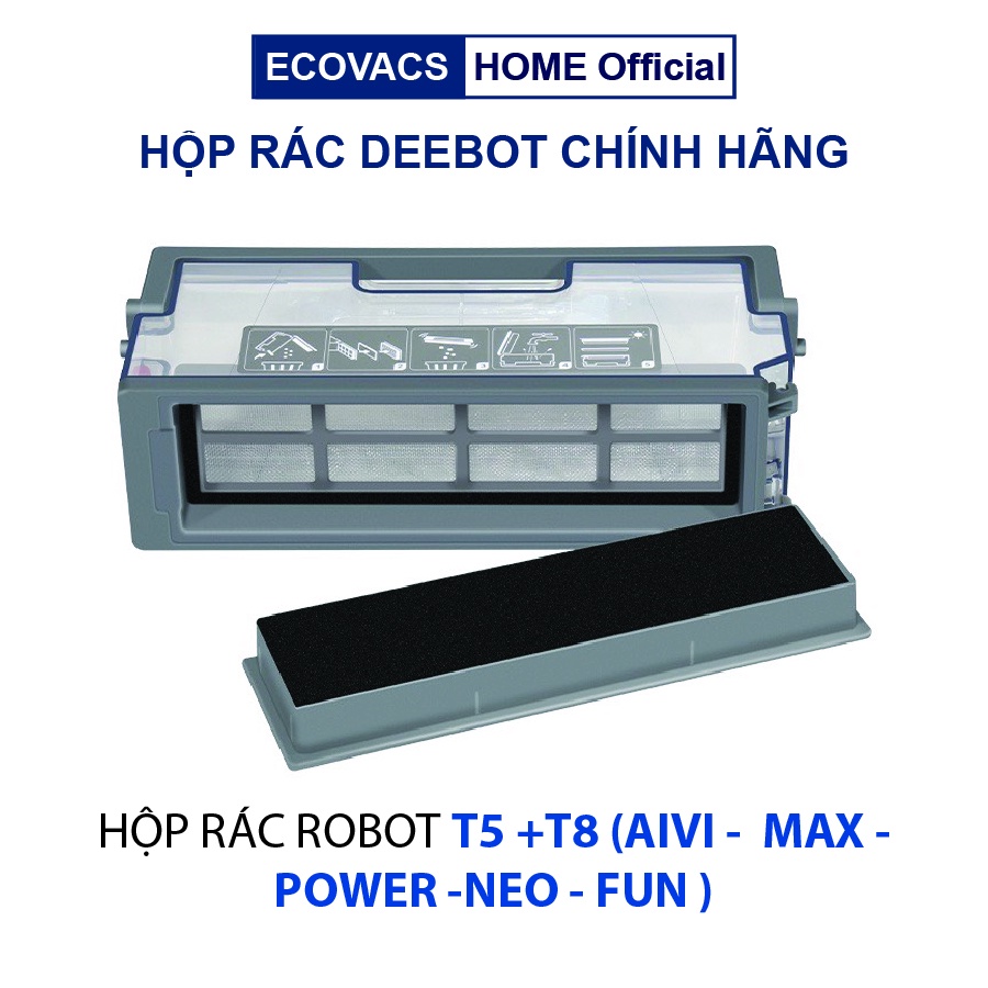 Hộp rác robot hút bụi ecovacs deebot t5 hero / t8 aivi /t9/ dx33 / dx55 / dx65 / ozmo 950 / ozmo 920
