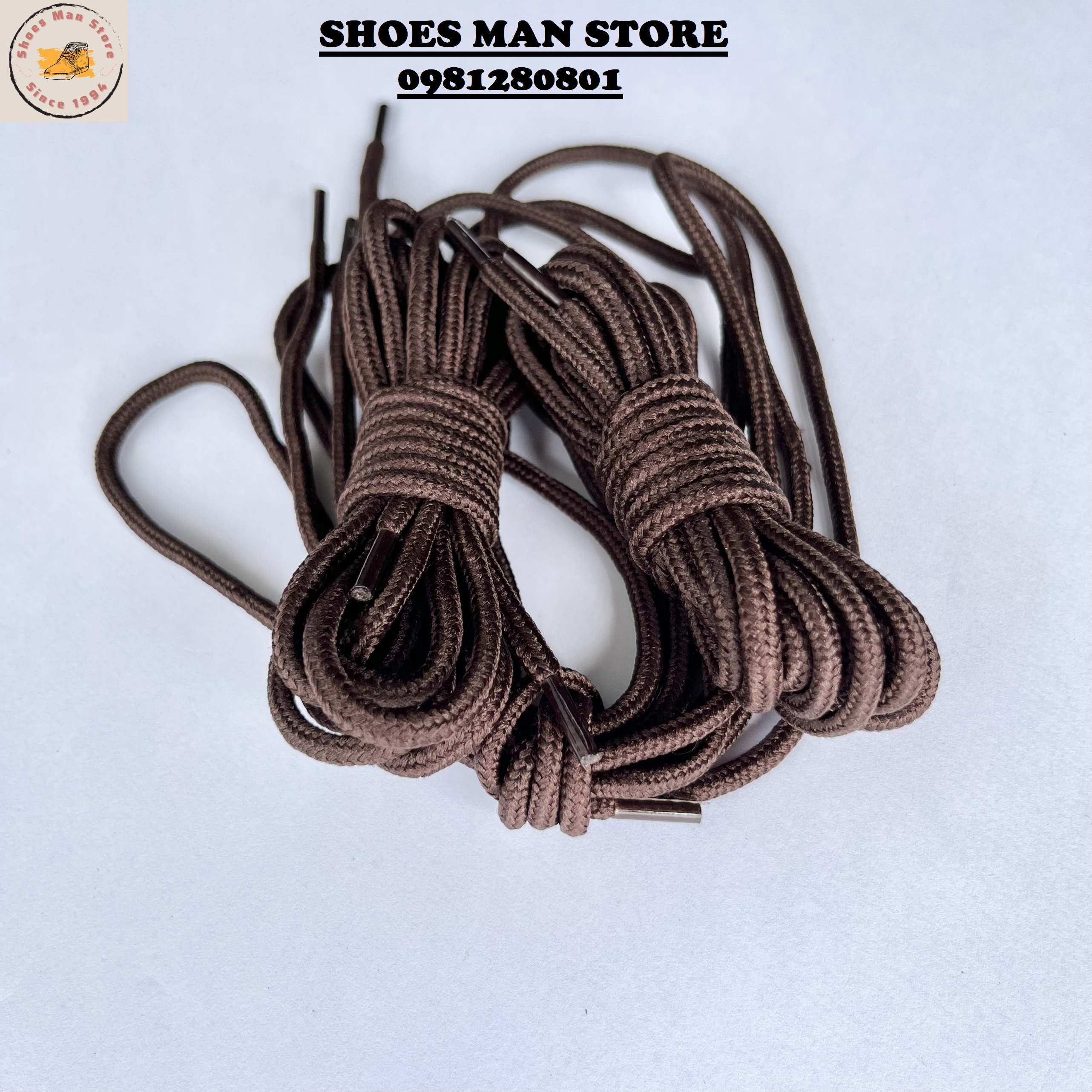 Dây giày boots bản tròn dài 120cm màu nâu