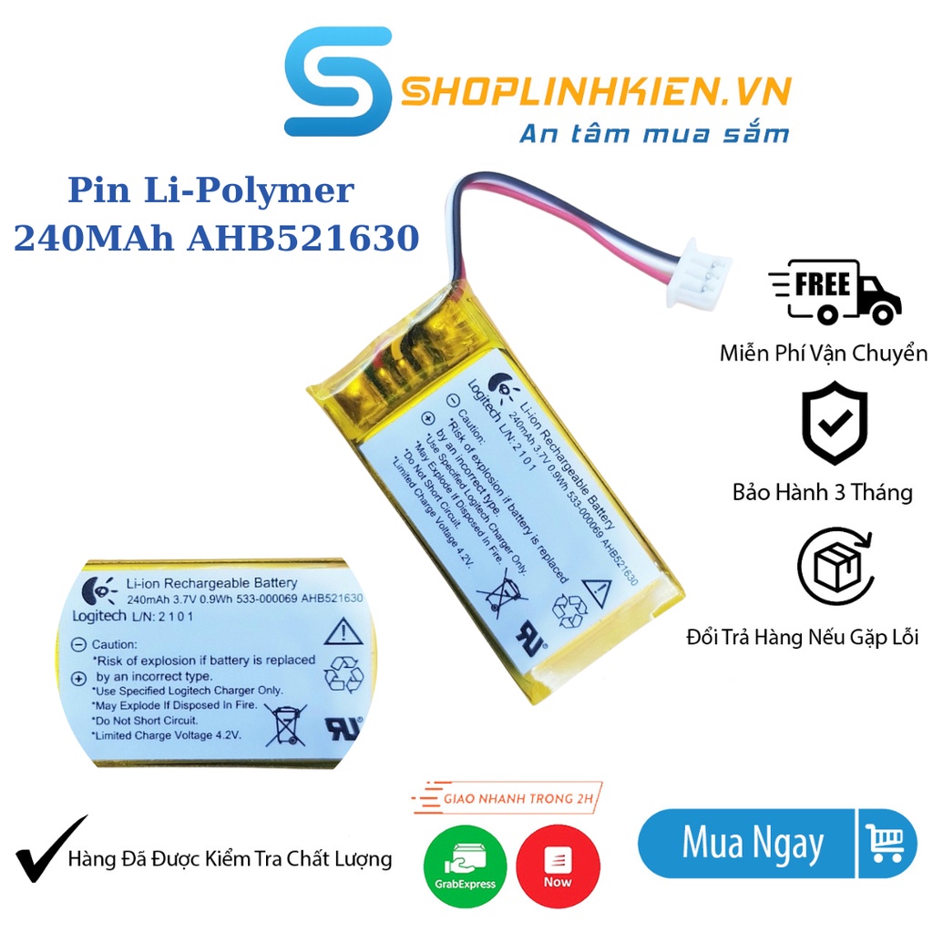 Pin 3.7v 240mah 3.7v ahb521630 polymer pin sạc 1s shoplinhkienm2m