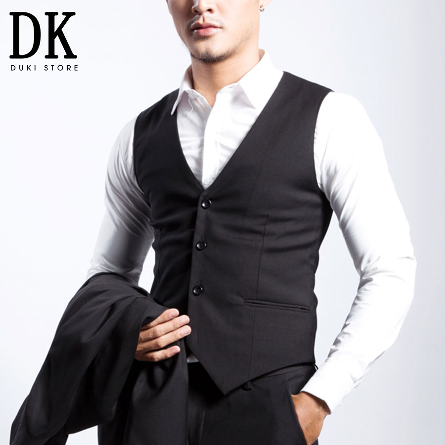 Áo gile nam màu đen đẹp - duki store