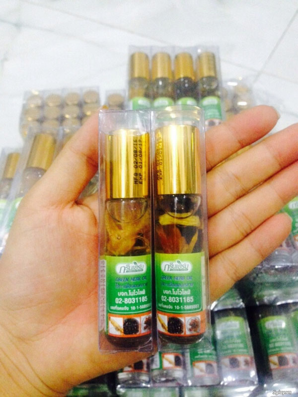 2 Chai Dầu Nhân Sâm Ginseng Green Herb Oil Thái Lan - 8ml , dầu gió nhân sâm , dầu gió xoa bóp , dầu gió Thái lan 8 ml