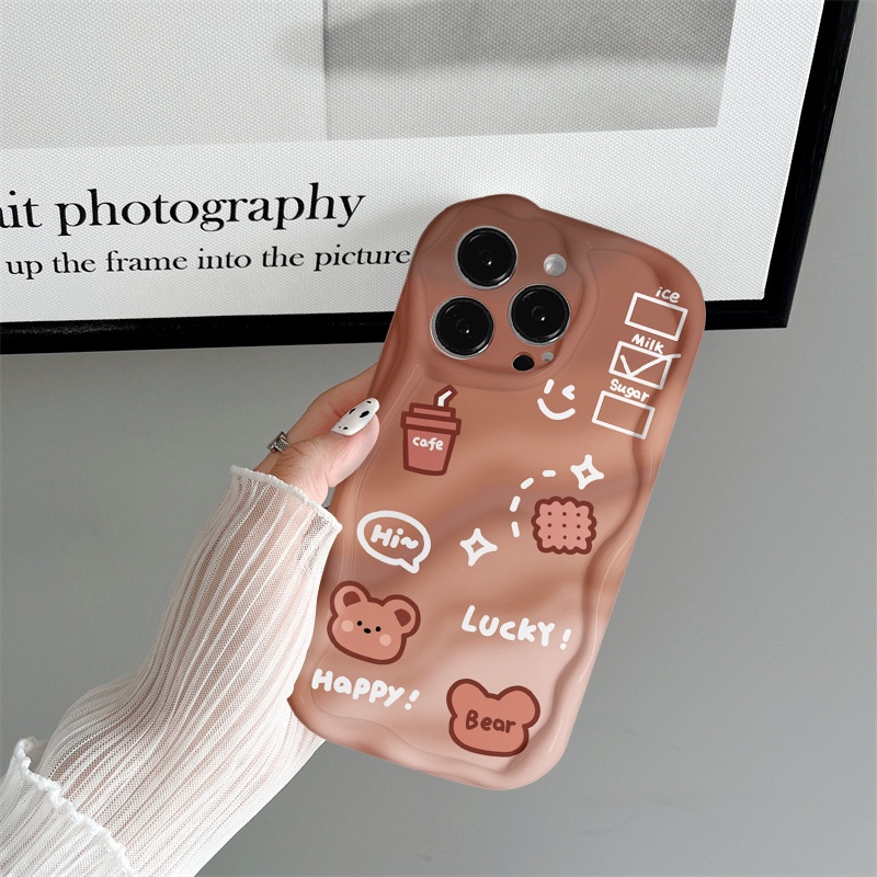 Ốp lưng iρhone cạnh sóng gấᴜ cafe 6/6splus/7/7plus/8/8plus/x/xs/11/12/13/14/pro/max/plus/promax - Awifi Y3-3