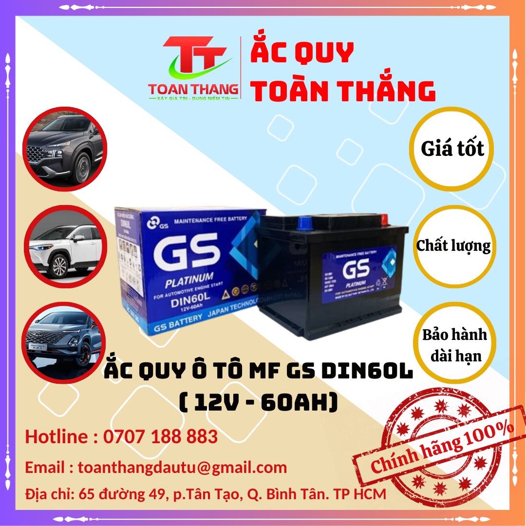 ẮC QUY Ô TÔ MF GS DIN60L ( 12V - 60AH )