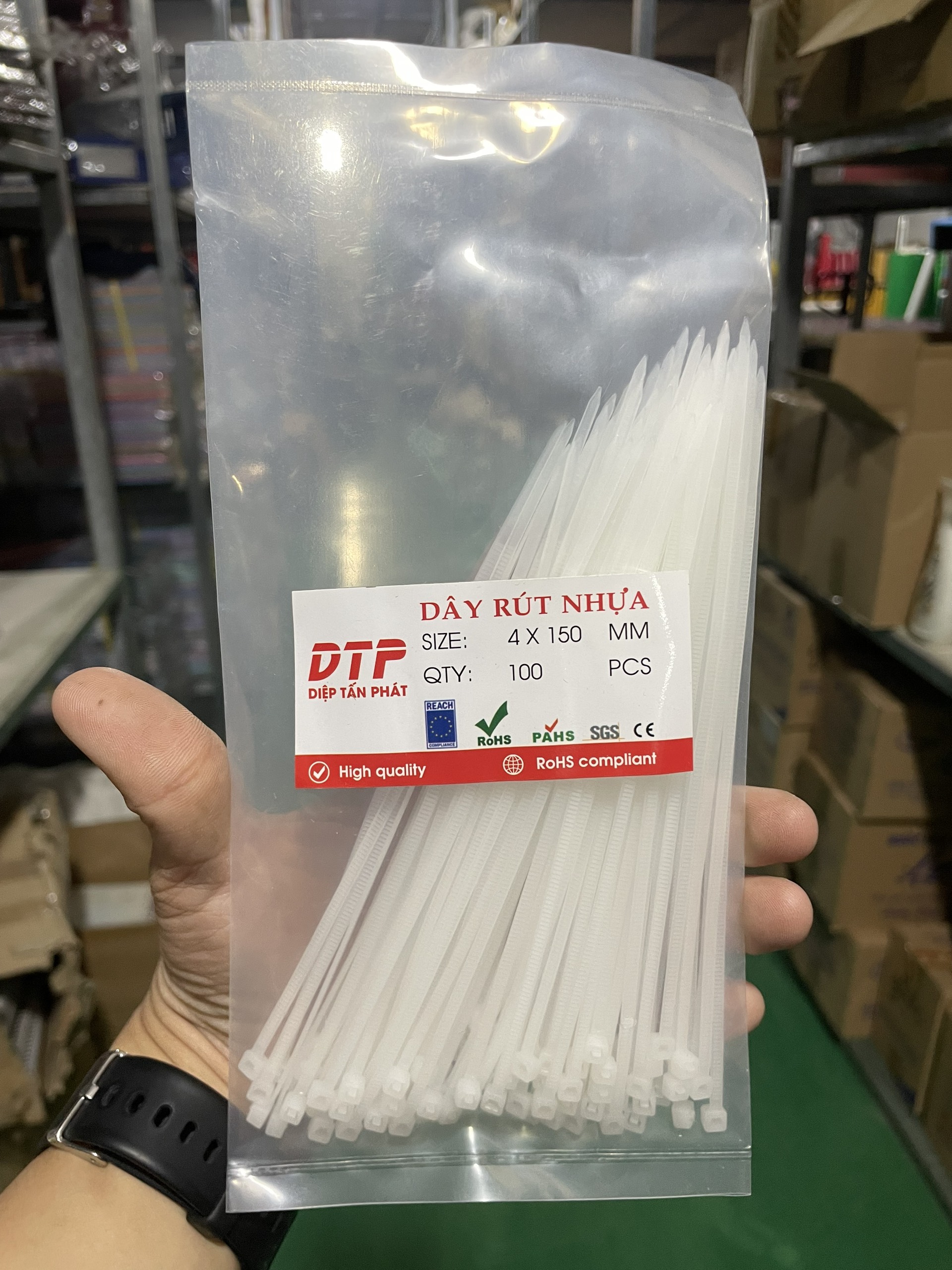 Dây rút nhựa 15cm màu trắng