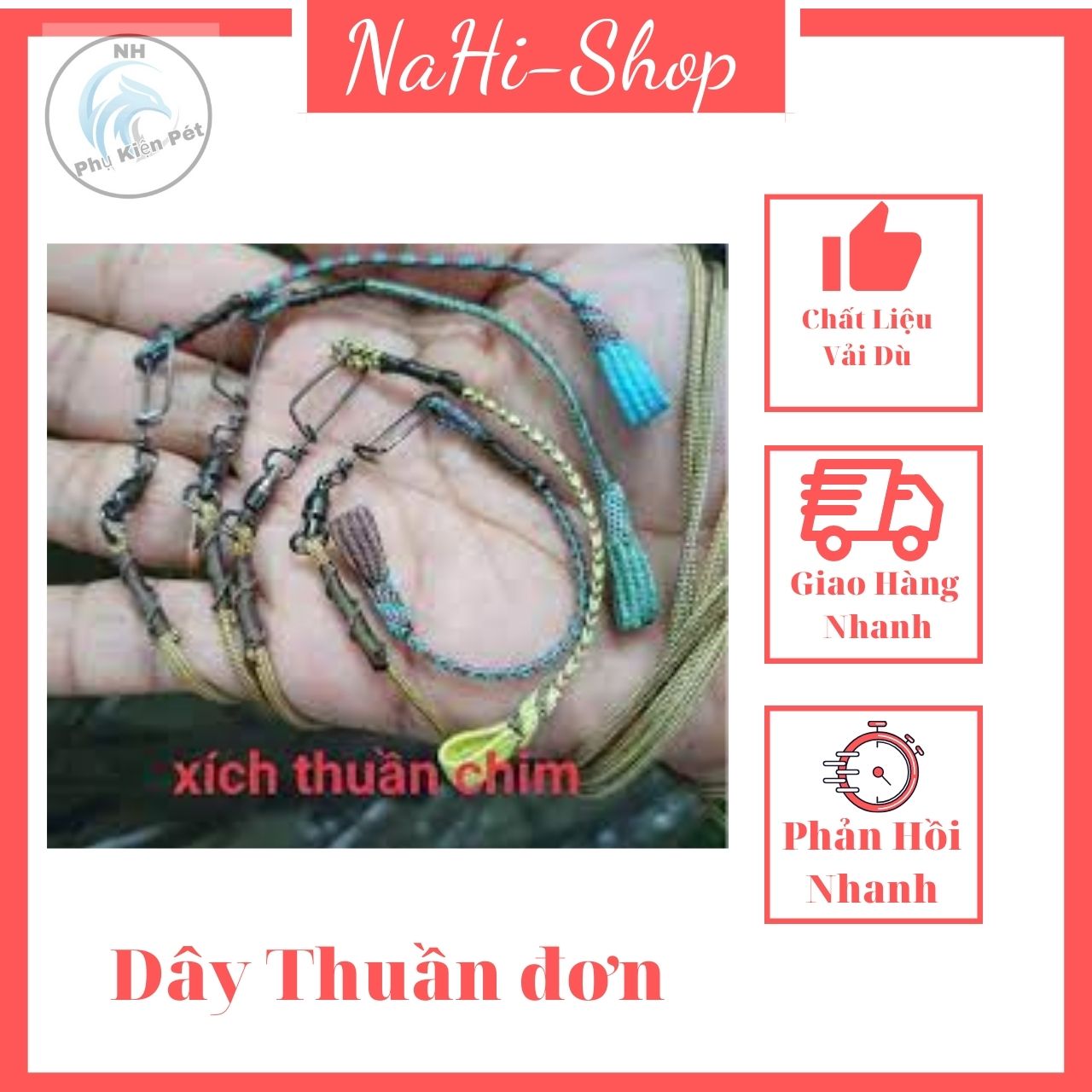 Dây xích thuần chim bằng vải dù chào mào- chích choè - cu gáy