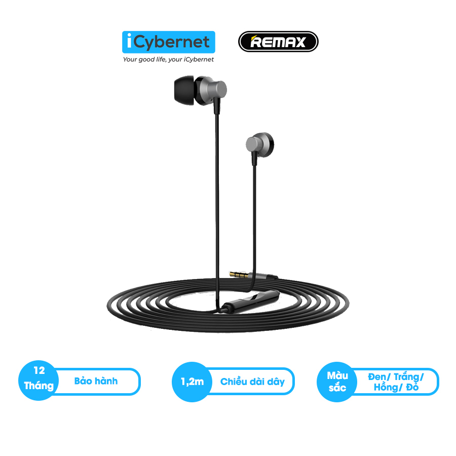 Tai nghe nhét tai có dây Remax RM-512 jack 3.5mm, âm thanh ấn tượng, chống ồn tốt - Hàng chính hãng