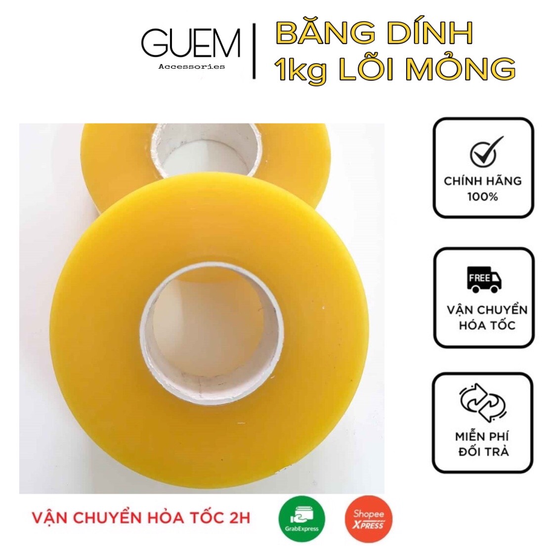 Băng dính lõi nhựa siêu mỏng 2,5mm cuộn 1kg lõi bé nhất