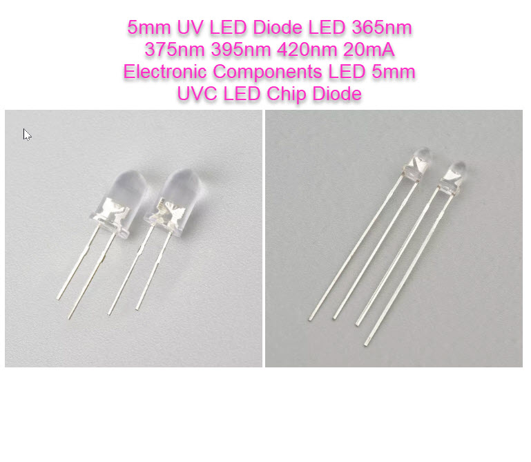 5mm uv led 365nm - 5mm uv led diode- đèn led phát tia uv tự nhiên