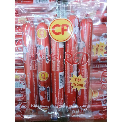 [ƯU ĐÃI]Xúc Xích Ăn Liền Red CP Tiệt Trùng Gói 200g/VỈ 5 CÂY