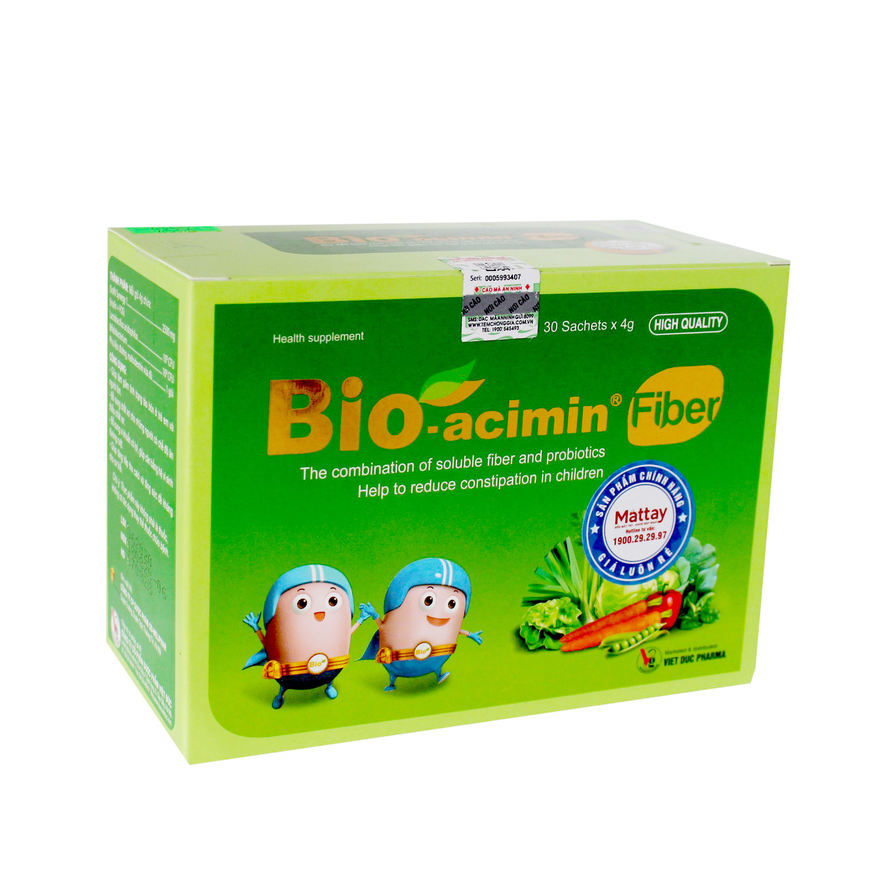 Bio Acemin Fiber - Hộp 30 Gói - Giúp Giảm Tình Trạng Táo Bón Cho Trẻ