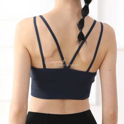 Áo Bra Tập Gym Yoga Aerobic Nữ Đan Dây Có Mút Đệm Kiểu Lưới Vải