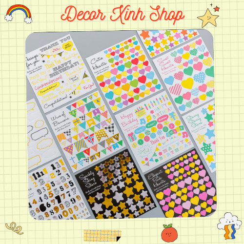 Sticker dán trang trí sinh nhật, nhật ký, sổ tay ✍️✍️