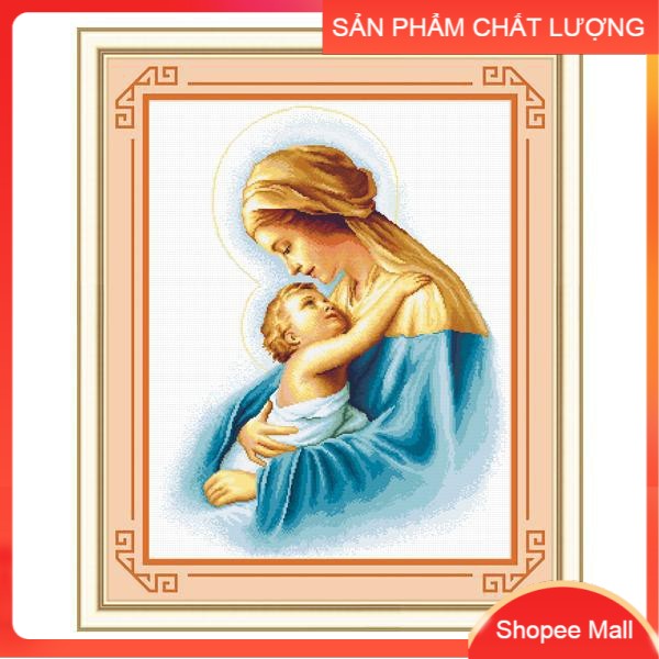 [HCM]Tranh thêu Đức mẹ và chúa 29607 kích thước 65*80cm [Hàng có sẵn]