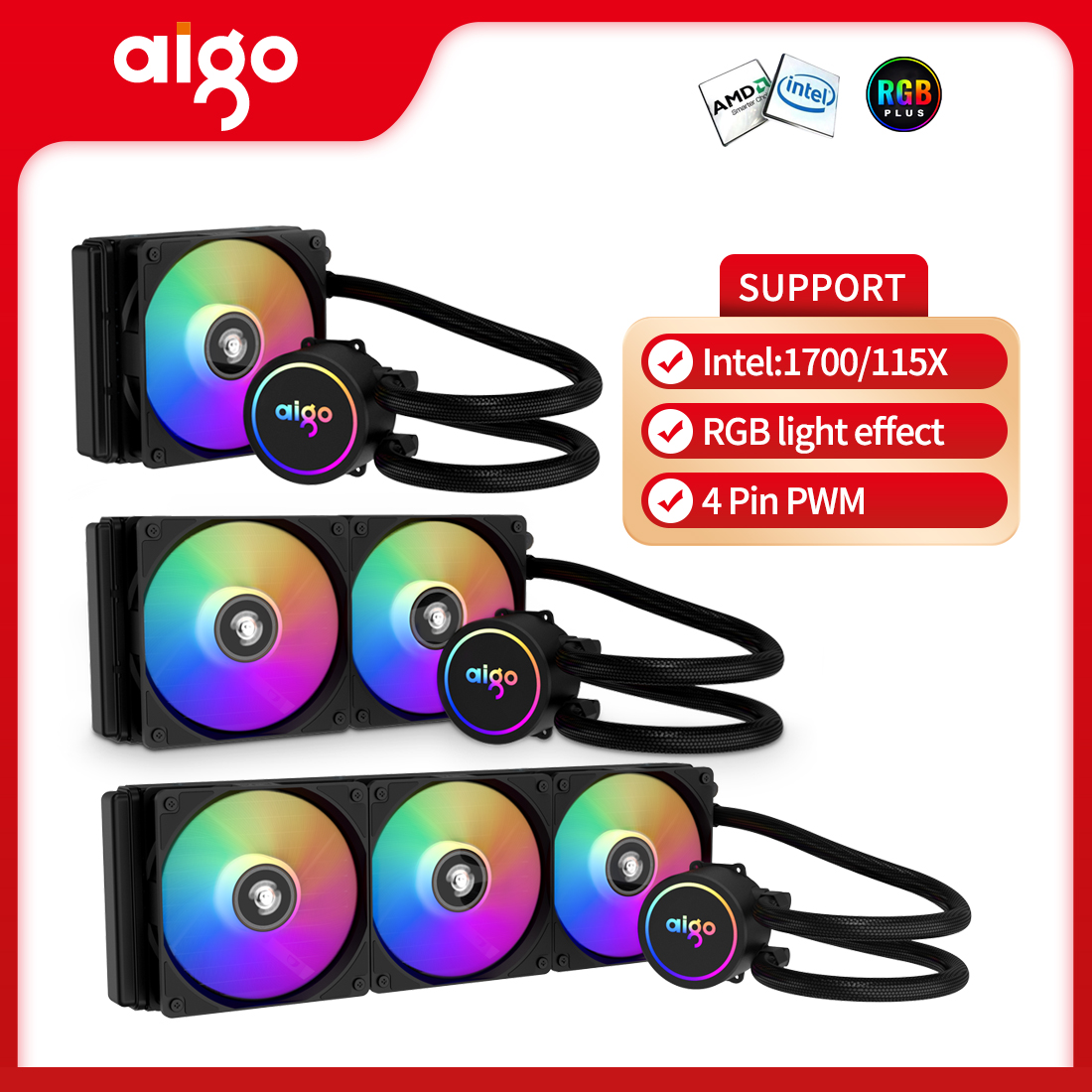 Aigo AC SE 120 240 360 4 Pin Pwm Rgb colorful Liquid Cpu Water Cooler For Intel Socket :1700/115X/2011 V3 /2011/1366/1200 and Amd