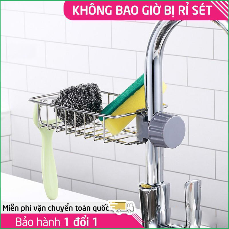 [ HÀNG MỚI ] Giá treo bồn rửa bát Inox cao cấp, Kệ inox, Gía inox để giẻ rửa bát xà phòng nhà bếp đa năng - Kích thước 17x10x3 cm