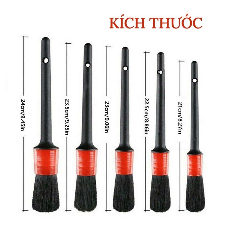 Bộ 5 chổi cọ vệ sinh xe máy ô tô đa năng - cọ rửa khoang máy, mâm xe, nội thất