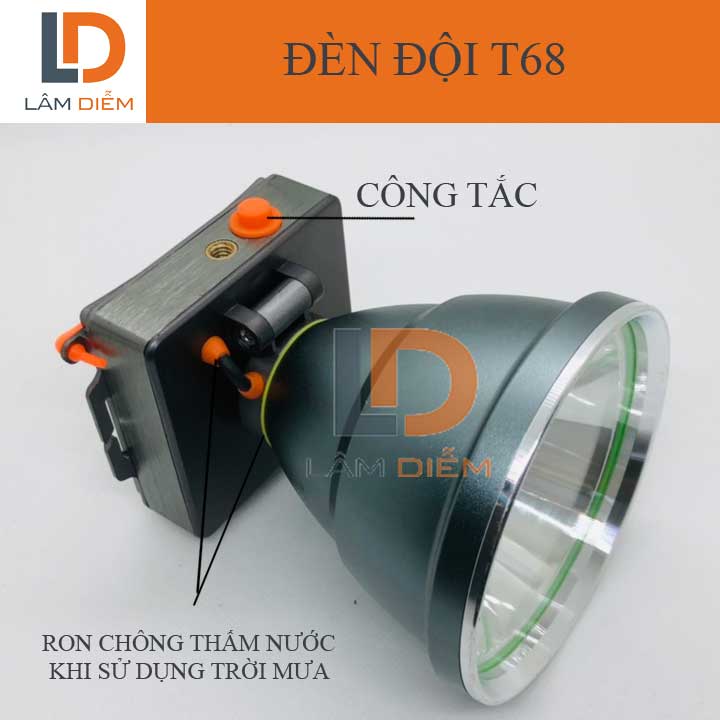 Đèn pin đội đầu siêu sáng kín nước pin lâu 3 chế độ sáng t61 - t68