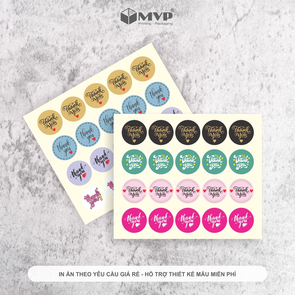 100 tem thank you tròn 3cm nhiều màu - nhãn dán thank you - tem cảm ơn cho shop