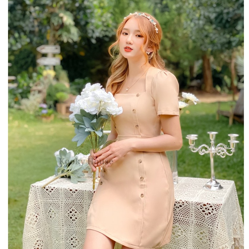 KOOKY HOUSE - RETRO DRESS - Đầm thiết kế dáng suông phối nút thanh lịch