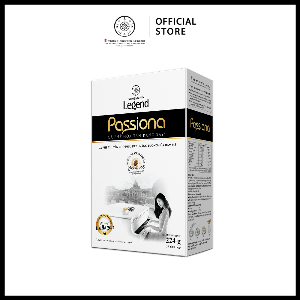 Trung Nguyên Legend - Cà phê sữa hoà tan rang xay  Passiona 4in1 ( bổ sung Collagen) - Hộp 14 gói x 16gr