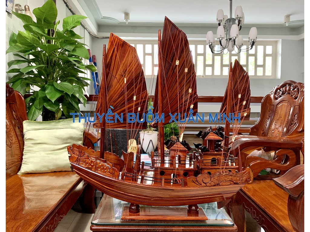 [HCM]Mô Hình Thuyền Buồm Gỗ Hạ Long Rồng | Gỗ Tràm (Keo) | Thân 80cm