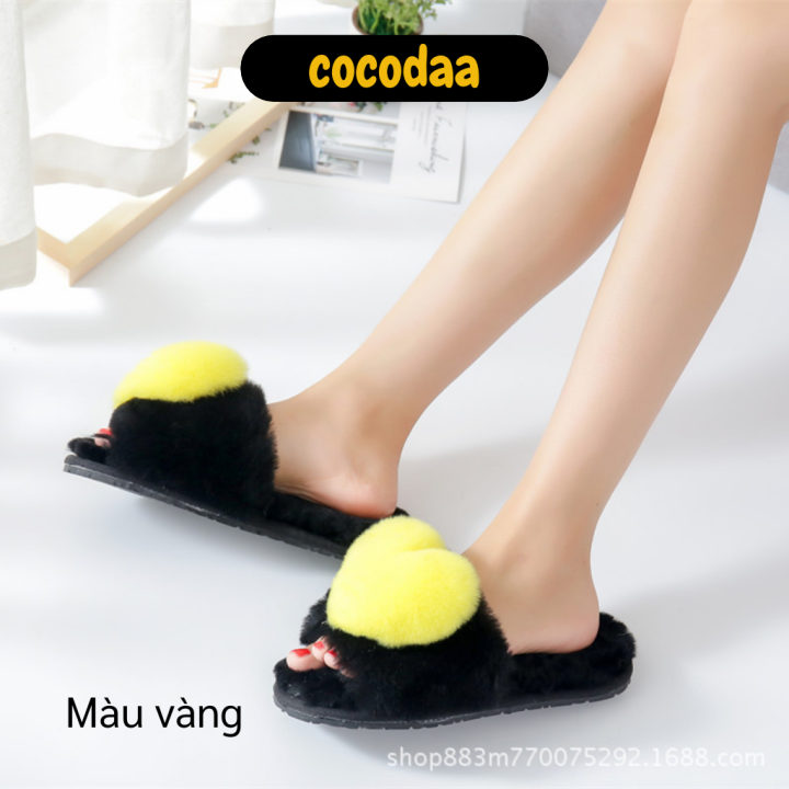 Dép lông mang trong nhà - Dép đi trong nhà lông mềm hình trái tim - Dép đi trong nhà sang trọng hình trái tim - Dép lông giữ ấm chân mang trong nhà