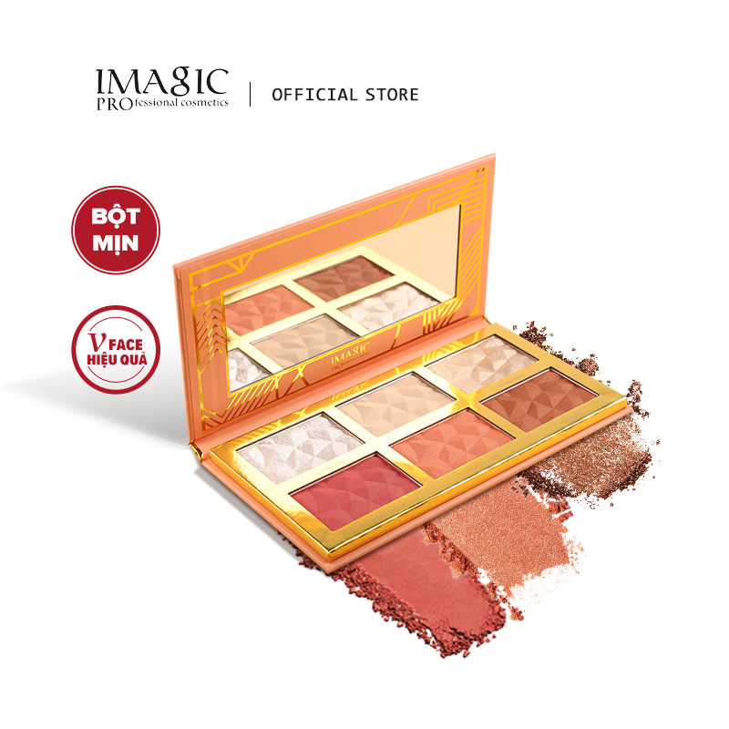 Bảng phấn má với 6 màu nổi bật tự nhiên dạng bột mịn thích hợp với mọi khuôn mặt - INTL