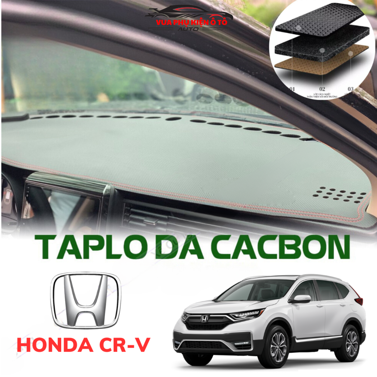 Thảm taplo Honda CRV 2018 - 2023 cao cấp chống nắng