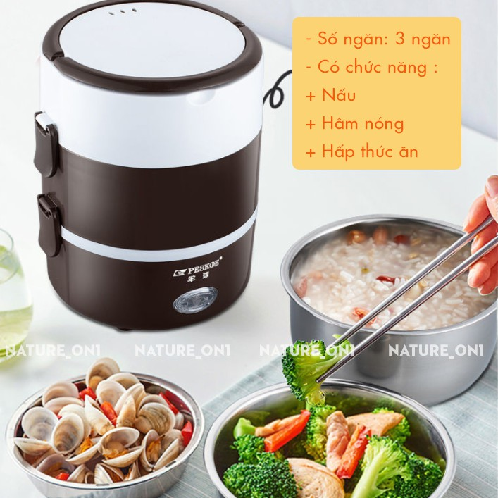 Cặp lồng ủ cơm 3 tầng inox cắm điện star- cặp lồng giữ nhiệt