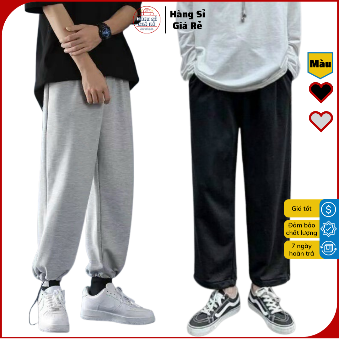 Quần jogger ống rộng Bó Chun dây rút basic unisex nam nữ oversize ullzang - BỎ SỈ