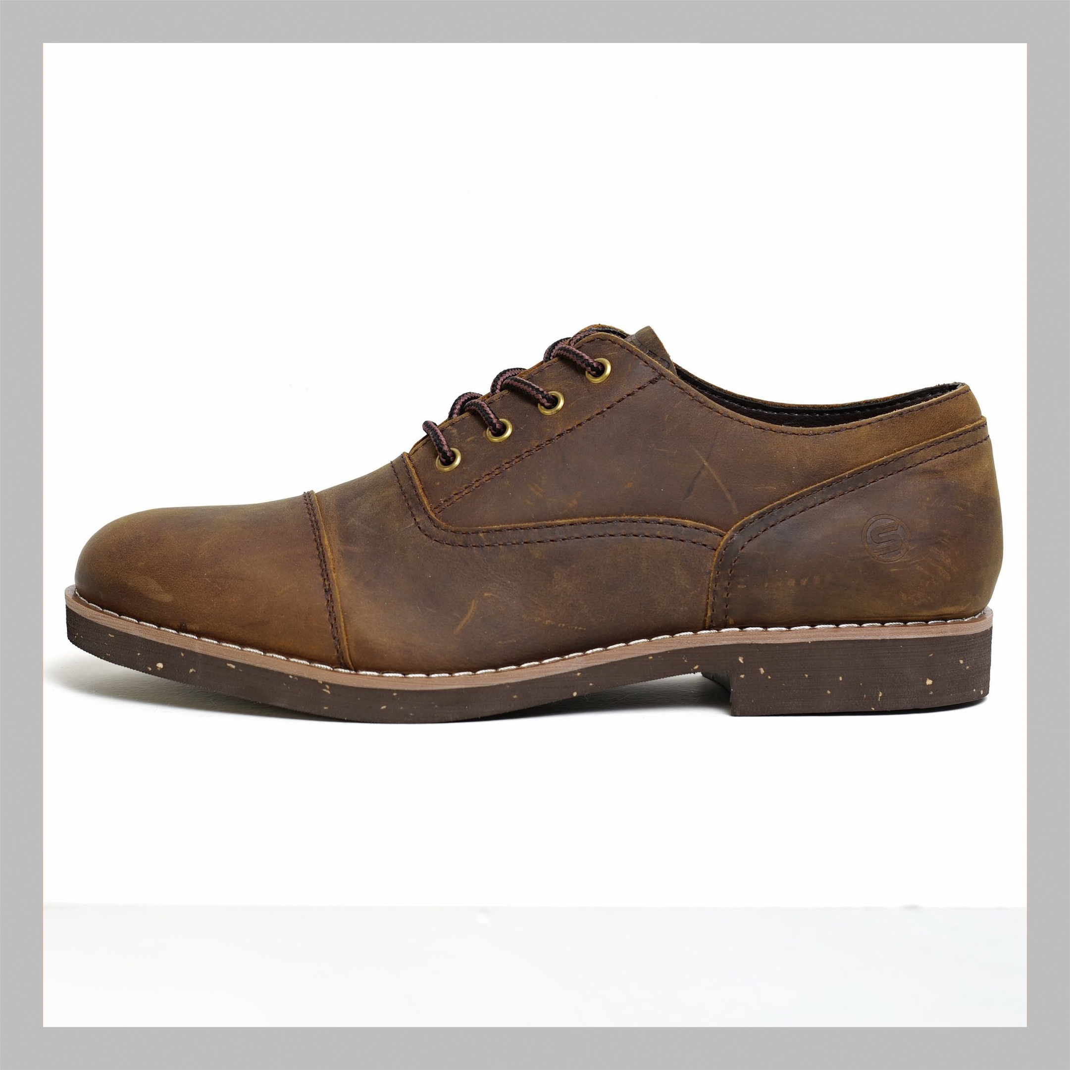 Giày nam da thật 2 lớp mũi tròn redwing oxford sáp nâu đế khâu phong cách đường phố bụi bặm workwear bảo hành 1 năm