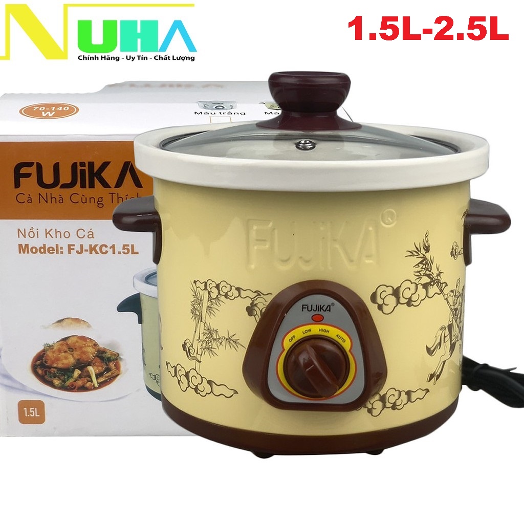 Nồi Nấu Chậm 2.5LNồi Kho Cá Nồi Chưng Yến Điện Nồi Nấu Cháo Fujika FJ-KC25 dung tích 2.5 lít dùng nấu cháo cho bé kho cá kho thịt chưng yến hầm thức ăn nấu chậm giữ nguyên hương vị